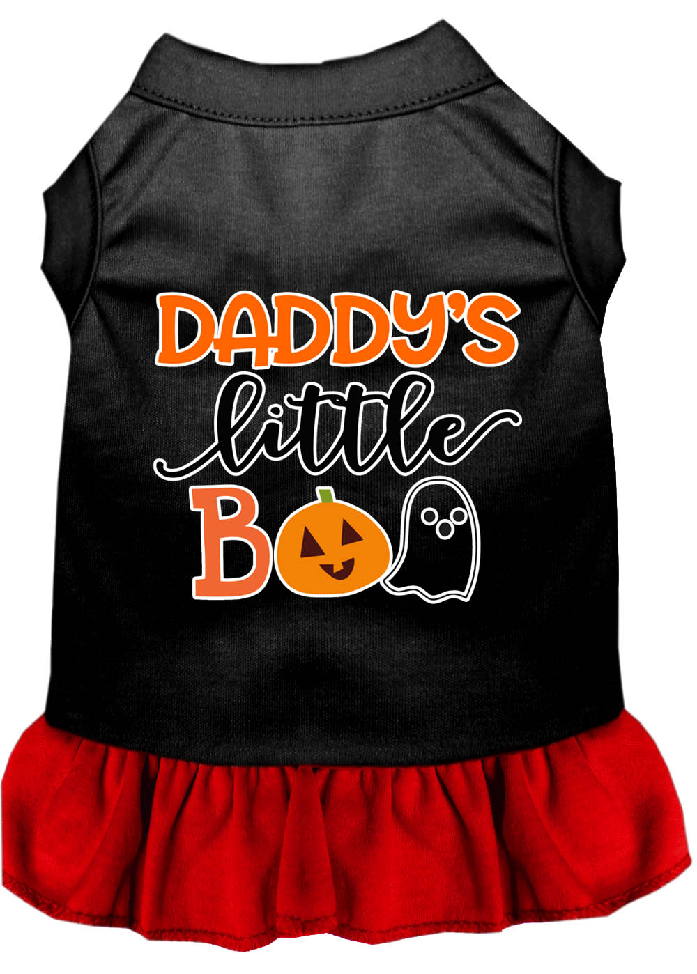 Daddy's Little Boo Screen Print Dog Dress Black with Red XS